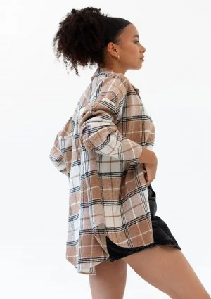 Shay - Winceyette oversize shirt Beige