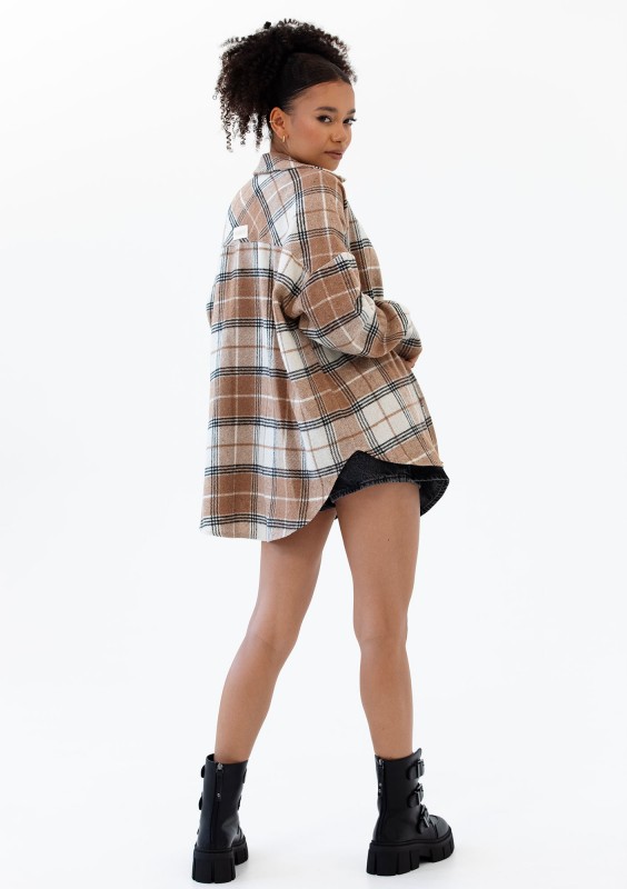 Shay - Winceyette oversize shirt Beige
