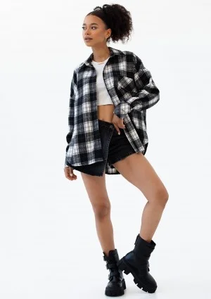 Shay - Winceyette oversize shirt Black