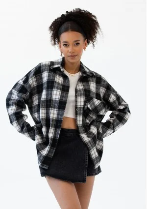 Shay - Winceyette oversize shirt Black