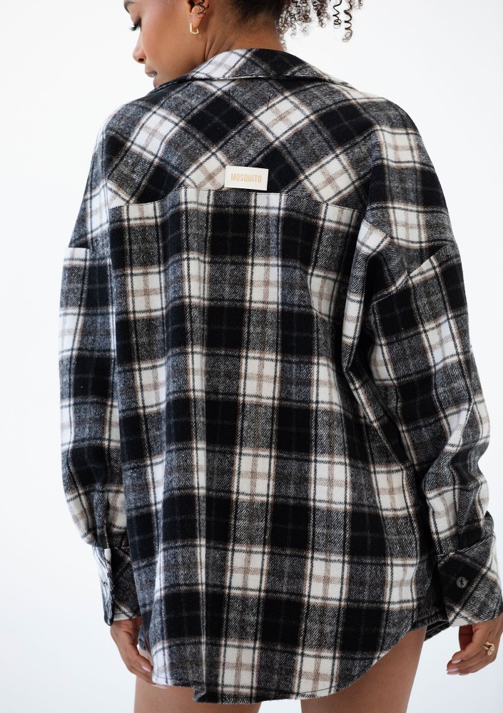 Shay - Koszula oversize z miękkiej flaneli w kratę Black
