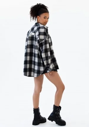 Shay - Koszula oversize z miękkiej flaneli w kratę Black