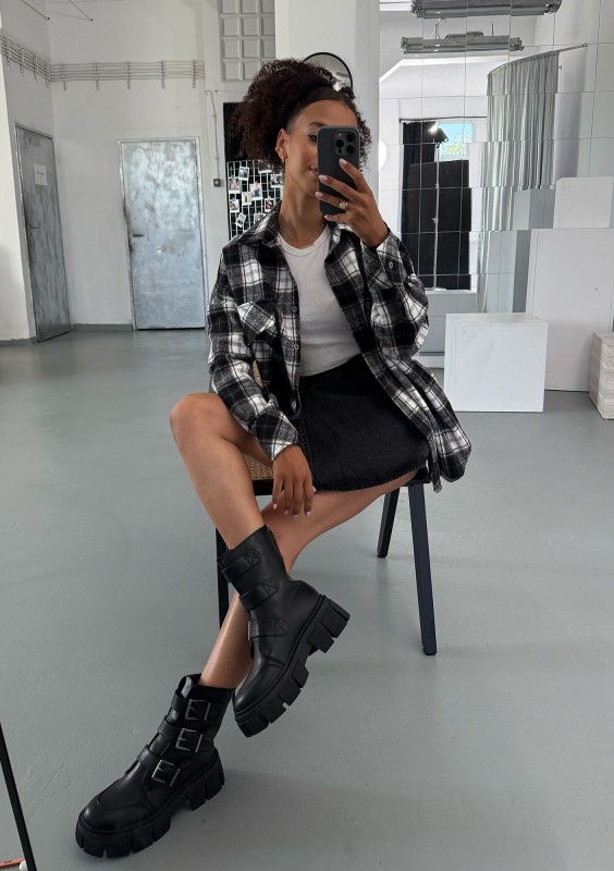 Shay - Winceyette oversize shirt Black