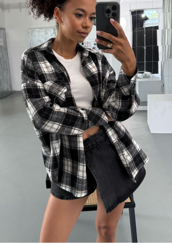 Shay - Winceyette oversize shirt Black