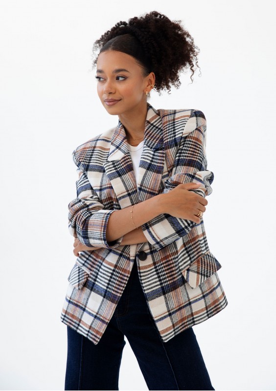Ridge - Winceyette checked blazer Blue