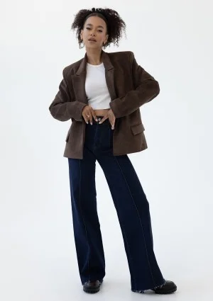 Brune - Brown faux suede blazer