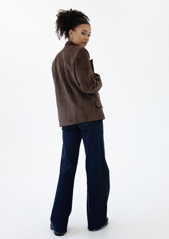 Brune - Brown faux suede blazer