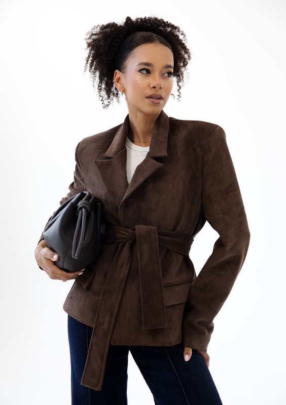 Brune - Brown faux suede blazer