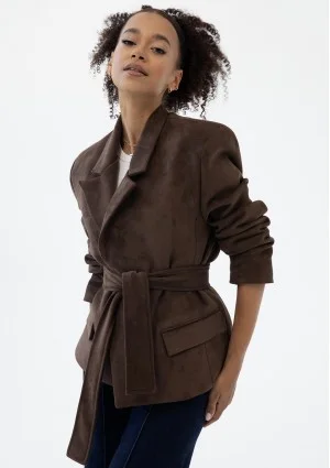 Brune - Brown faux suede blazer