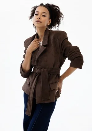 Brune - Brown faux suede blazer