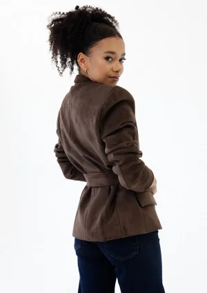 Brune - Brown faux suede blazer