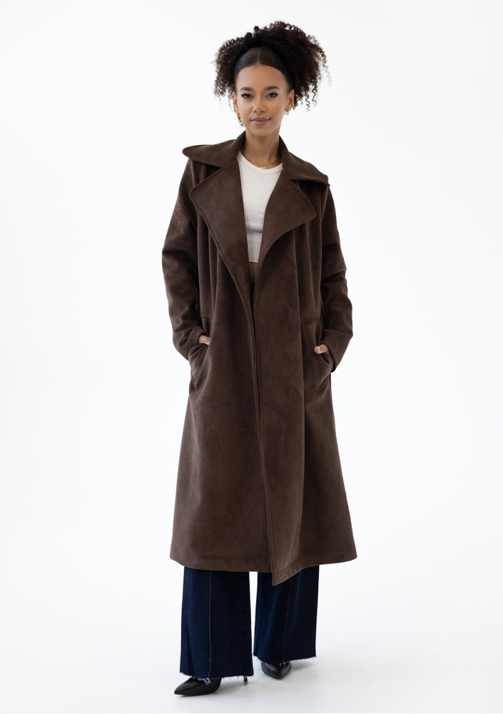 Sable - Brown faux suede coat
