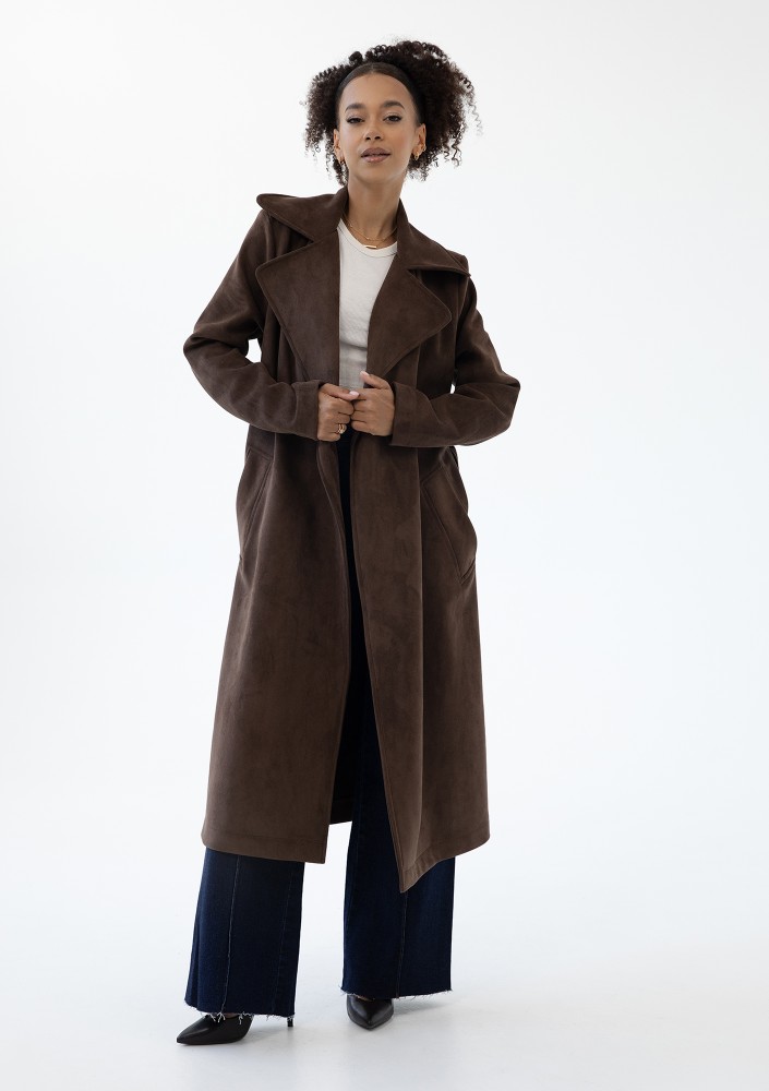 Sable - Brown faux suede coat