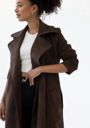 Sable - Brown faux suede coat