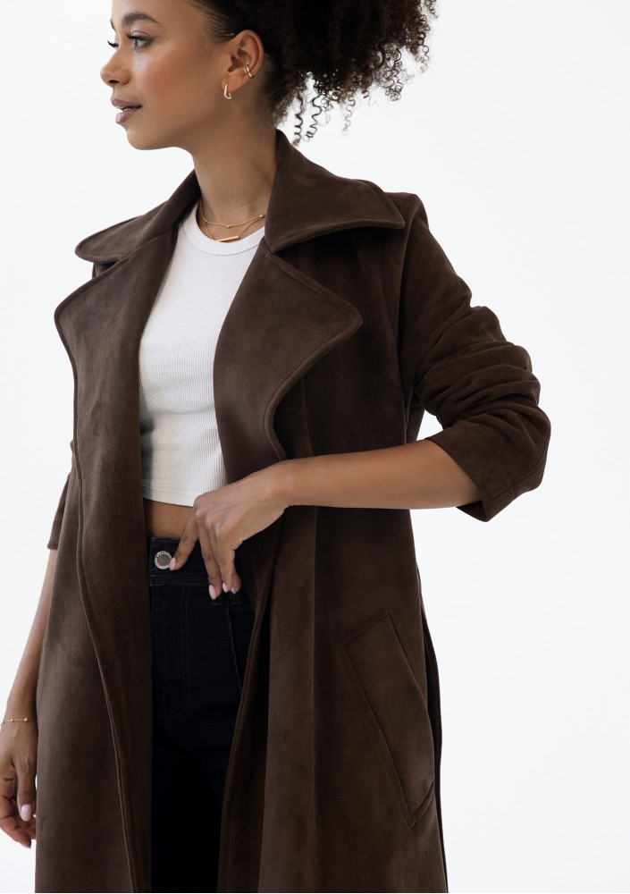 Sable - Brown faux suede coat