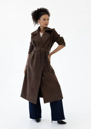Sable - Brown faux suede coat