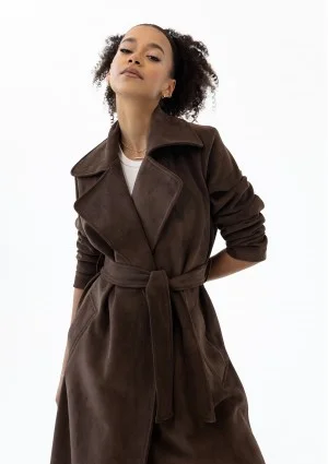 Sable - Brown faux suede coat