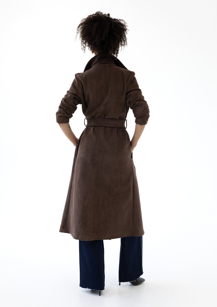 Sable - Brown faux suede coat
