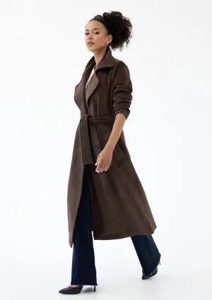 Sable - Brown faux suede coat