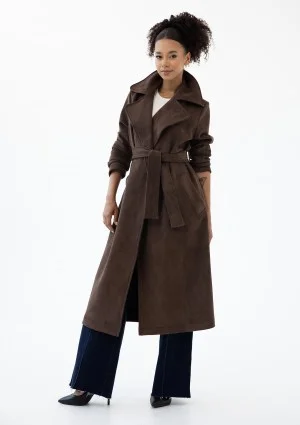 Sable - Brown faux suede coat