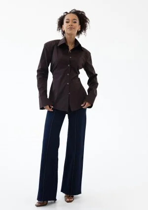 Isay - Brown slim fit shirt with pads