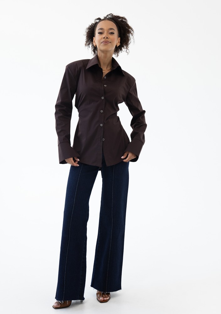 Isay - Brown slim fit shirt with pads