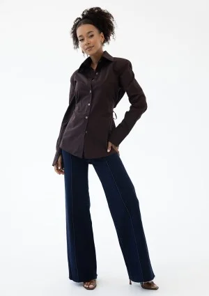 Isay - Brown slim fit shirt with pads