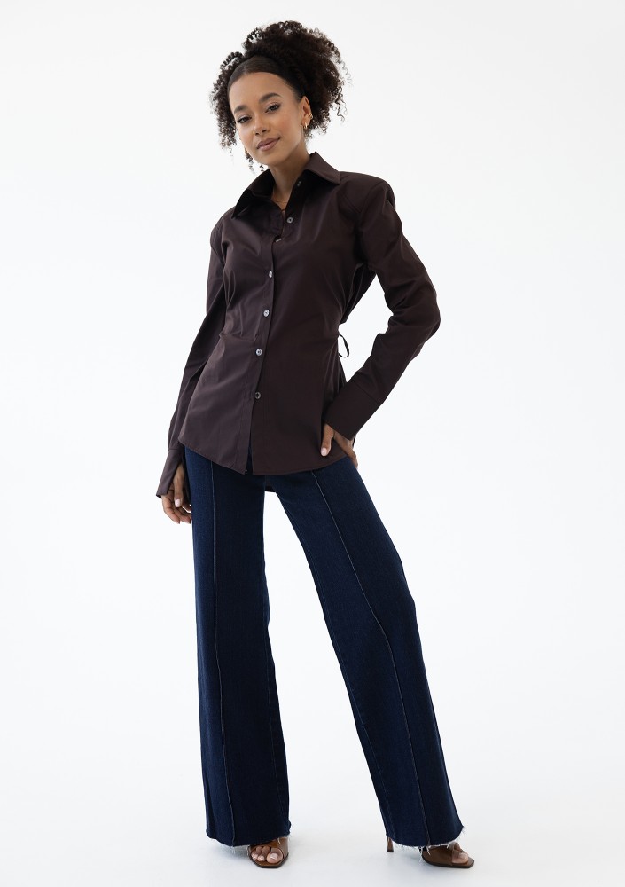 Isay - Brown slim fit shirt with pads