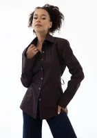 Isay - Brown slim fit shirt with pads