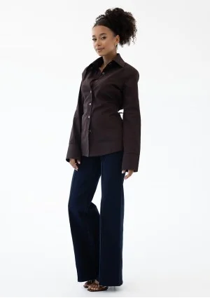 Isay - Brown slim fit shirt with pads