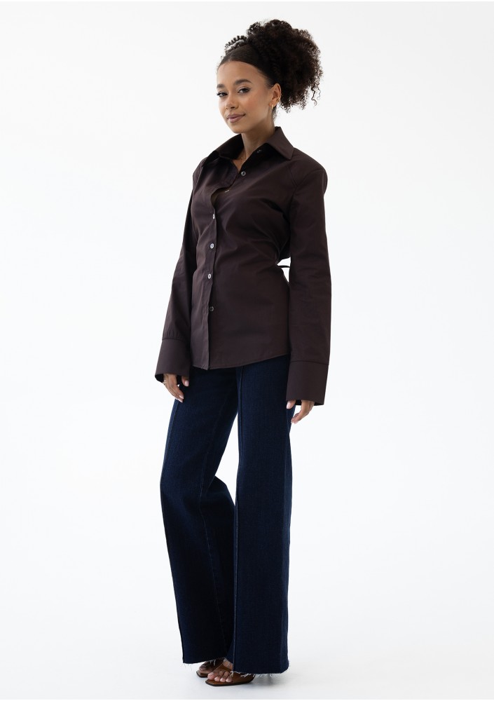 Isay - Brown slim fit shirt with pads