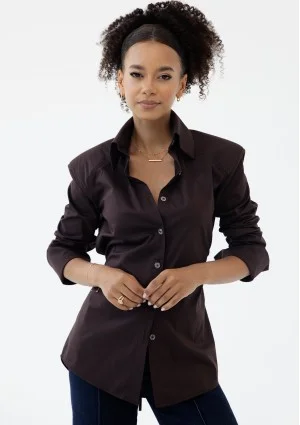 Isay - Brown slim fit shirt with pads