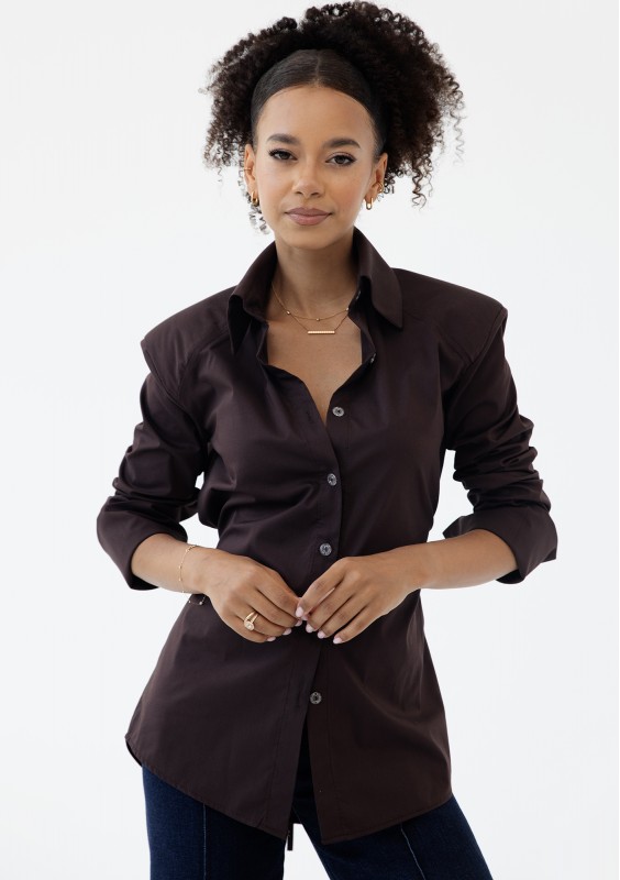 Isay - Brown slim fit shirt with pads