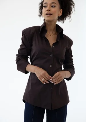 Isay - Brown slim fit shirt with pads