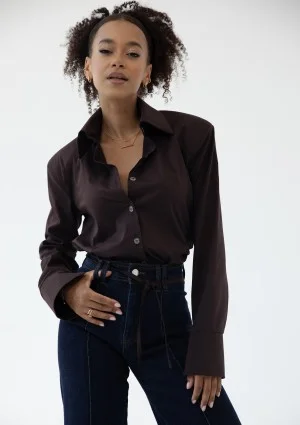 Isay - Brown slim fit shirt with pads