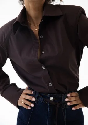 Isay - Brown slim fit shirt with pads