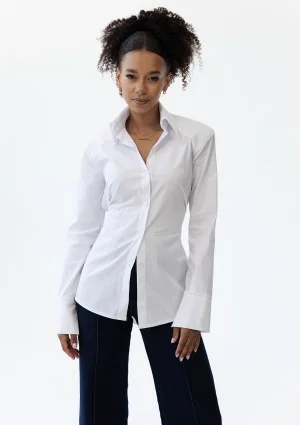 Isay - White slim fit shirt with pads