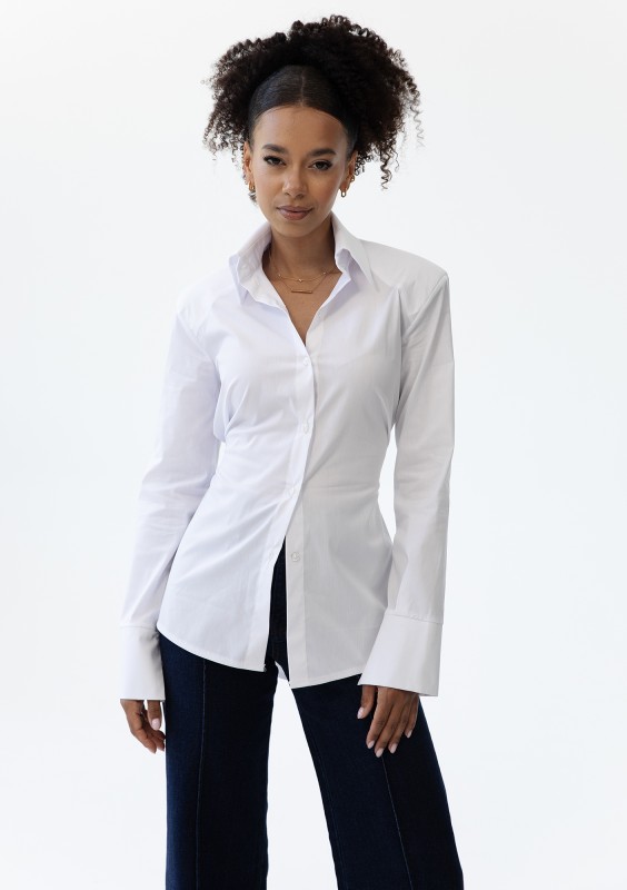 Isay - White slim fit shirt with pads