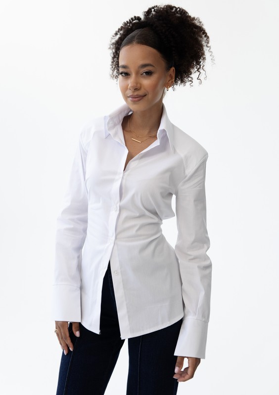 Isay - White slim fit shirt with pads