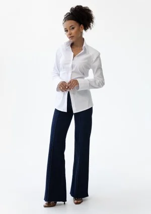 Isay - White slim fit shirt with pads