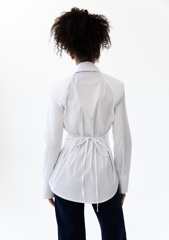 Isay - White slim fit shirt with pads