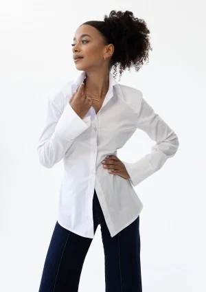 Isay - White slim fit shirt with pads