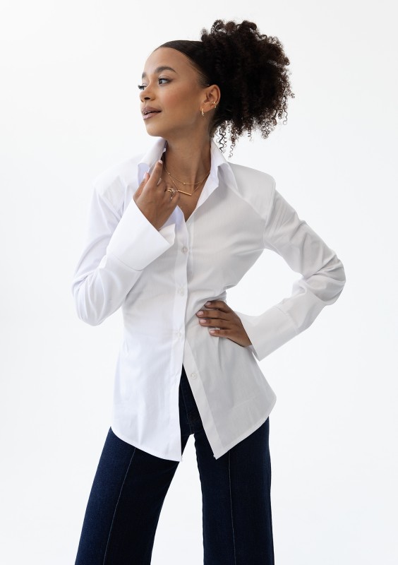 Isay - White slim fit shirt with pads
