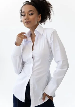 Isay - White slim fit shirt with pads