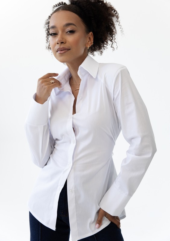 Isay - White slim fit shirt with pads