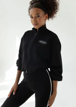 Relay - Krótka bluza rozpinana ze stójką Czarna