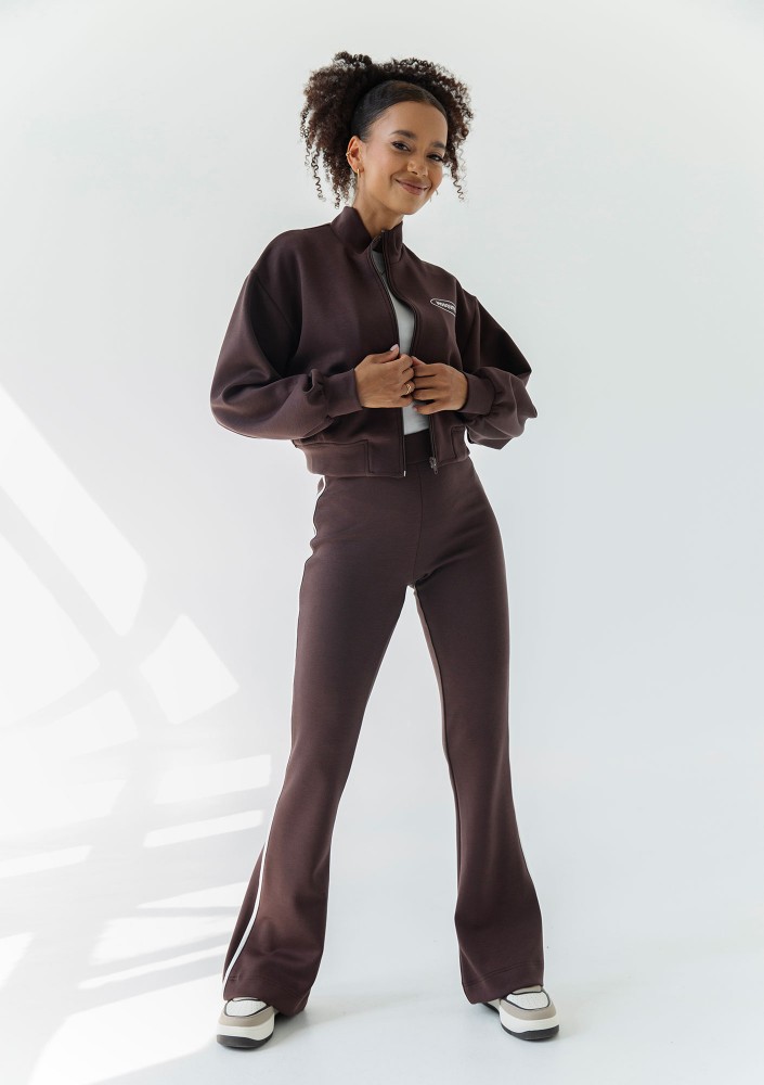 Relay - Short brown zipped jumper