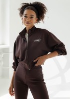 Relay - Krótka bluza rozpinana ze stójką Brązowa