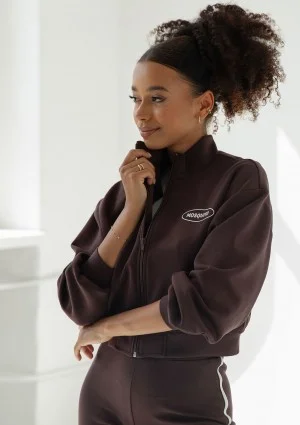 Relay - Short brown zipped jumper