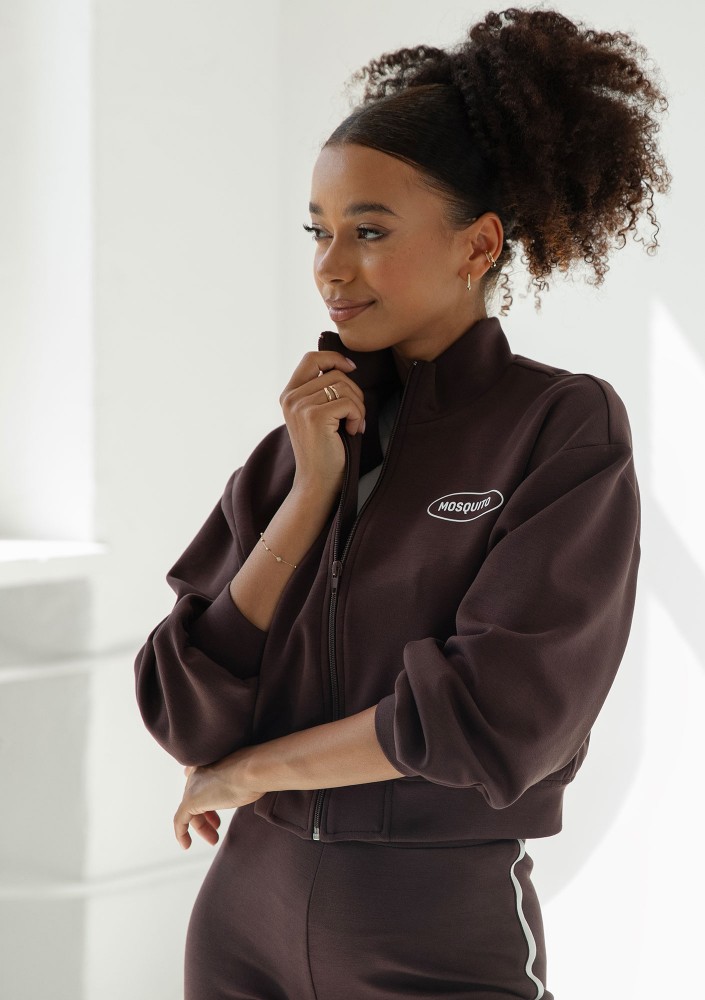 Relay - Short brown zipped jumper